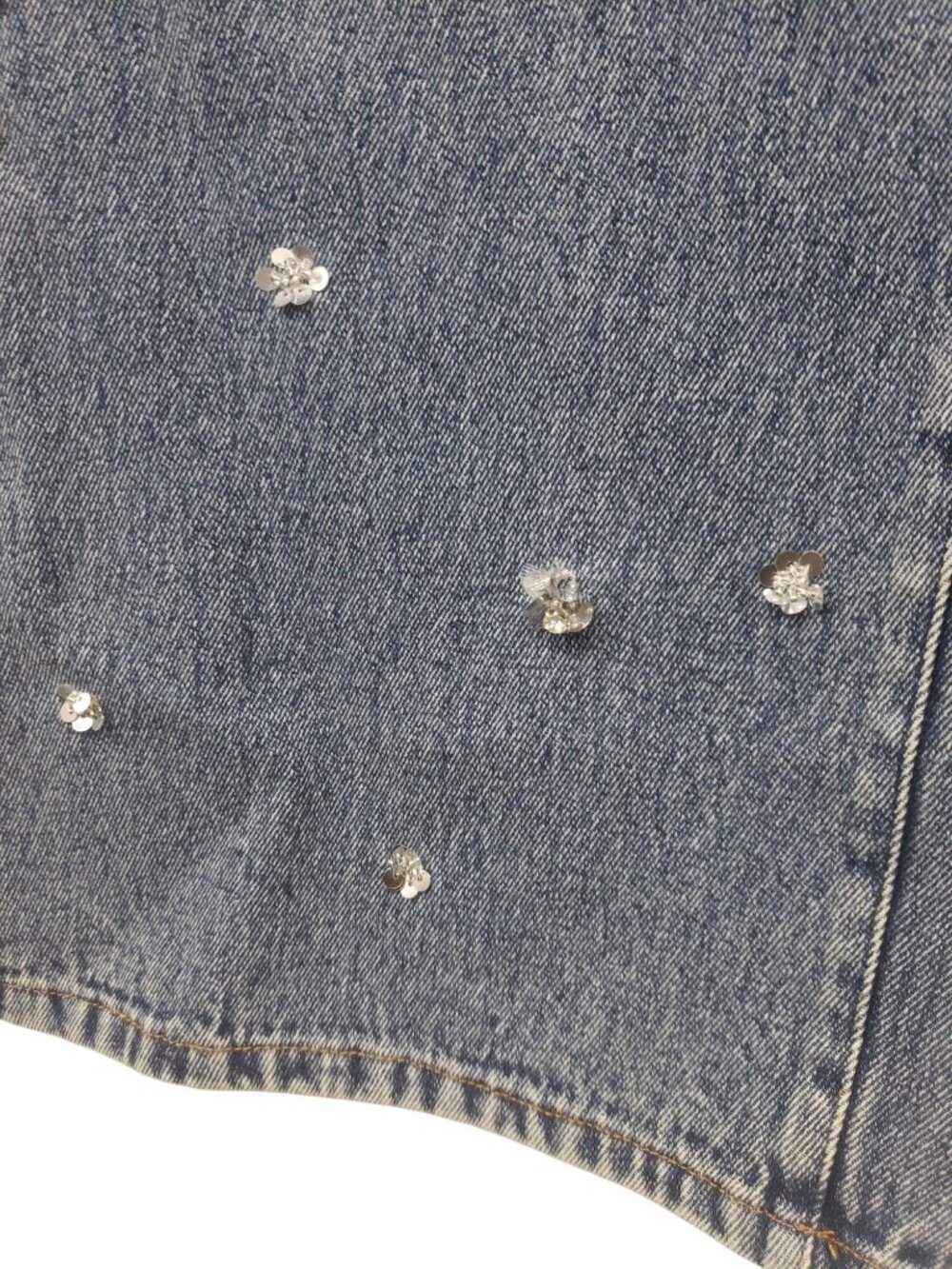 NEW Simkhai $695 Zealand Jeans Hollywood Blue Crystal Embellished Sequin Bling - Picture 8 of 16